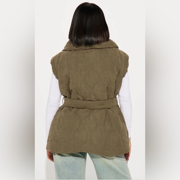Fashion Nova Olive Green Quilted Vest - Picture 7 of 8
